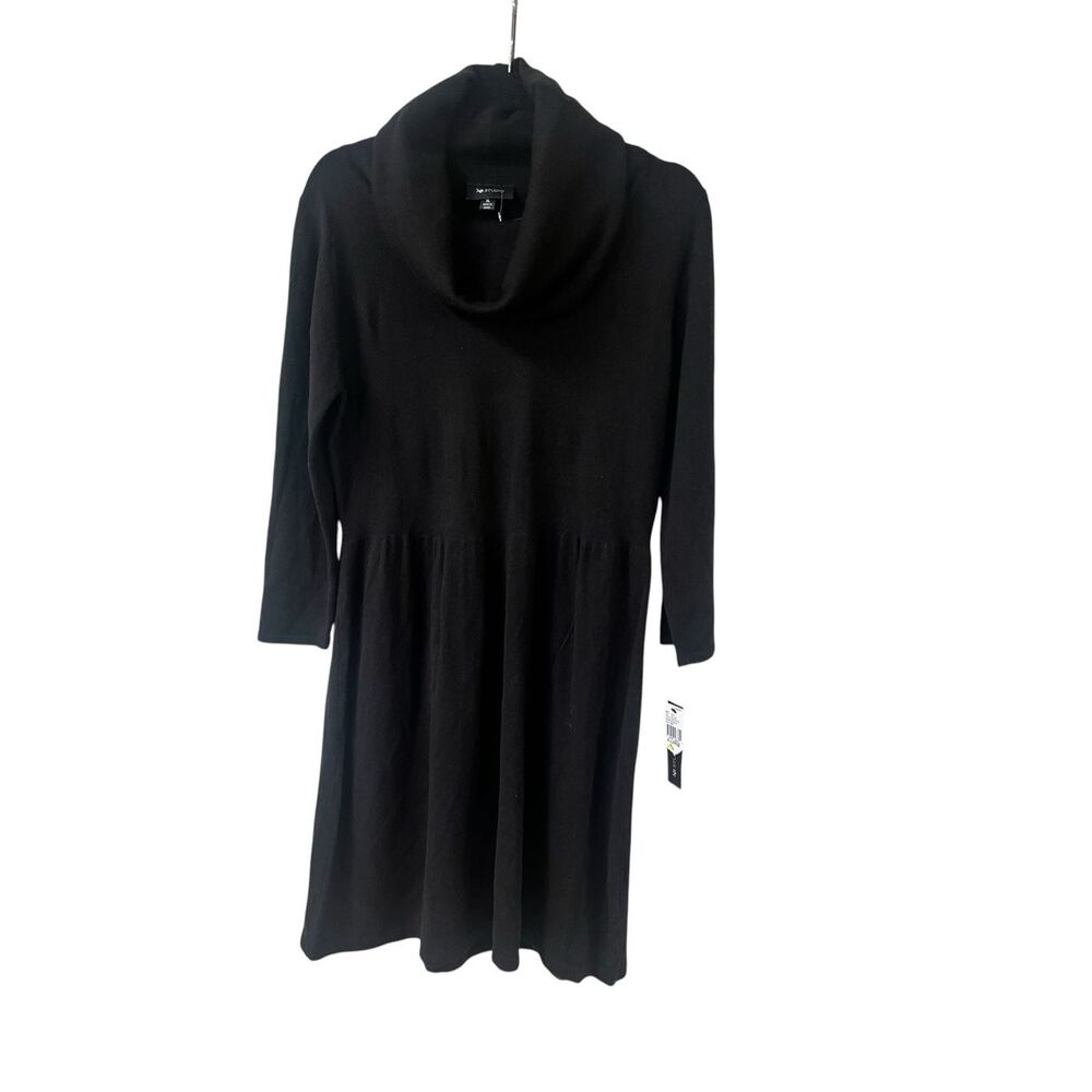 AB Studio cowl neck sweater dress black sz XL N